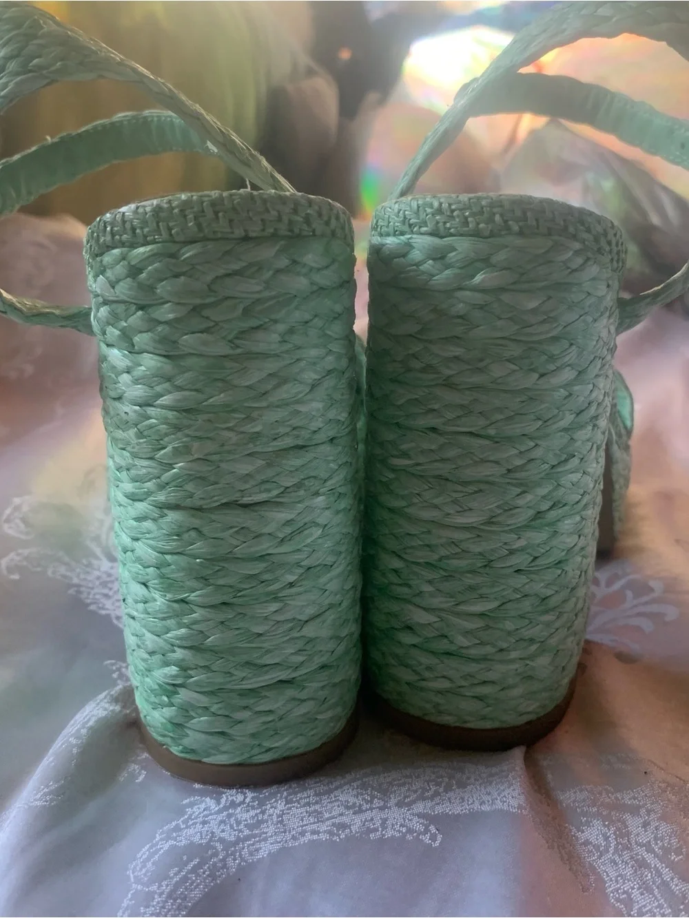 Kenneth Cole Mint Green Woven Platform Sandals
